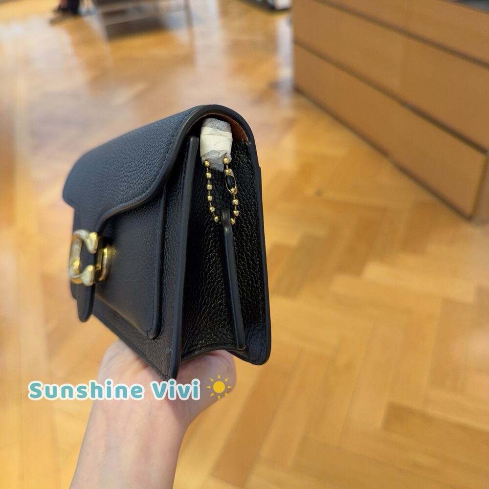 NWT Coach TABBY CE772 Chain Clutch Shoulder Bag Crossbody Brass black Leather - Picture 2 of 9